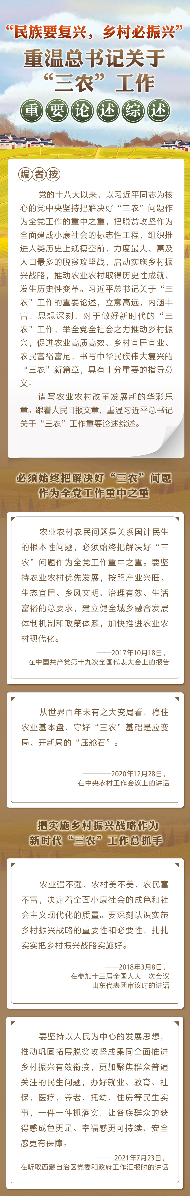 “民族要複興(xing) ，鄉(xiang) 村必振興(xing) ” 重溫總書(shu) 記關(guan) 於(yu) “三農(nong) ”工作重要論述綜述
