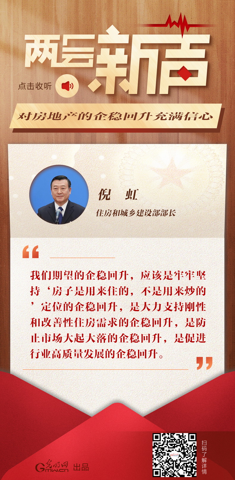 【開局之年看經濟·兩(liang) 會(hui) 新聲】倪虹：對房地產(chan) 的企穩回升充滿信心