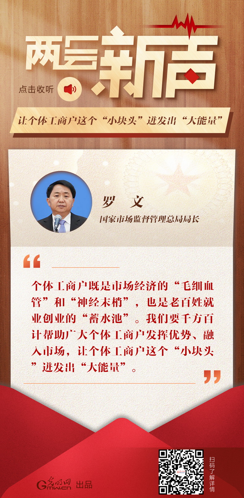 【開局之年看經濟·兩(liang) 會(hui) 新聲】羅文：讓個(ge) 體(ti) 工商戶這個(ge) “小塊頭”迸發出“大能量”