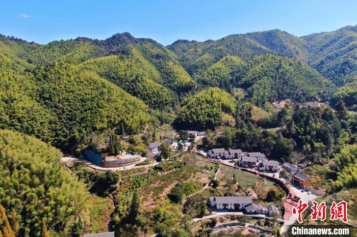航拍江西井岡(gang) 山市神山村，青山環繞，風景秀美。　劉力鑫 攝