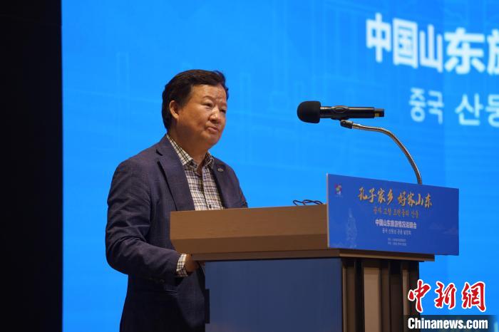 韓國一般旅遊業(ye) 協會(hui) 副會(hui) 長白承弻致辭。　劉旭 攝