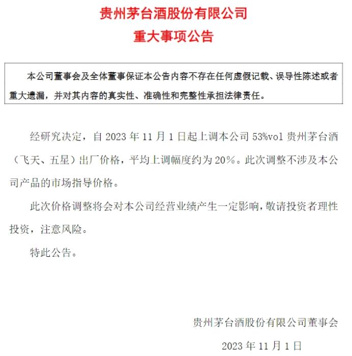 貴州茅台公告截圖。
