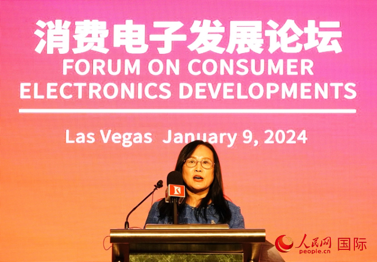 中國機電產(chan) 品進出口商會(hui) 副會(hui) 長劉春致辭。人民網記者 鄧圩攝