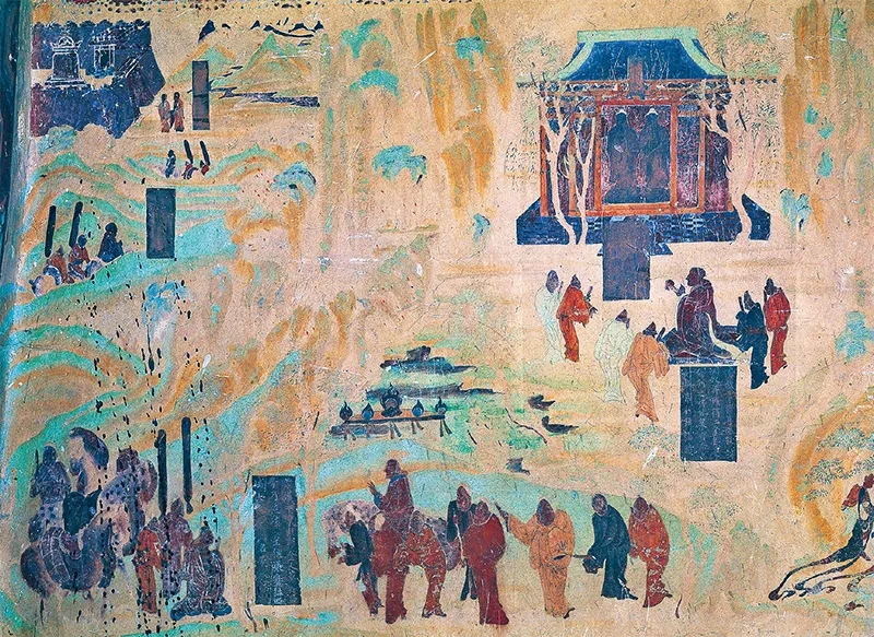 圖為(wei) 莫高窟第323窟《張騫出使西域圖》。敦煌研究院供圖