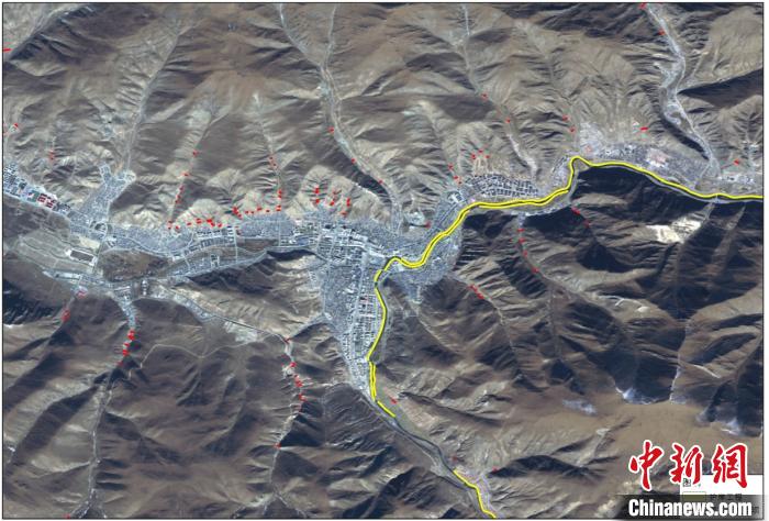玉樹災後重建區地質災害治理工程和防洪工程監測結果。中科院空天院 供圖