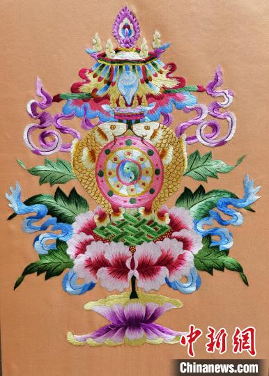 圖為(wei) 藏繡作品。　祁增蓓 攝