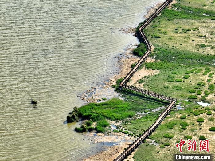 俯瞰柴達木盆地都蘭(lan) 湖國家濕地公園